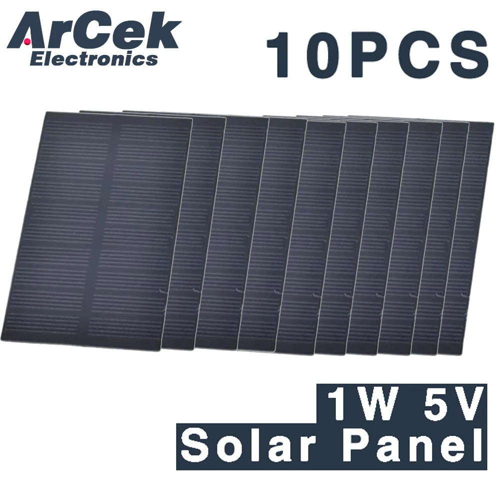 10PCS Solar Panel 1W 5V 107*61mm 200mA Solar Panel Monocrystalline Silicon Solar Cell for Cellular Phone Charger Home Light Toy