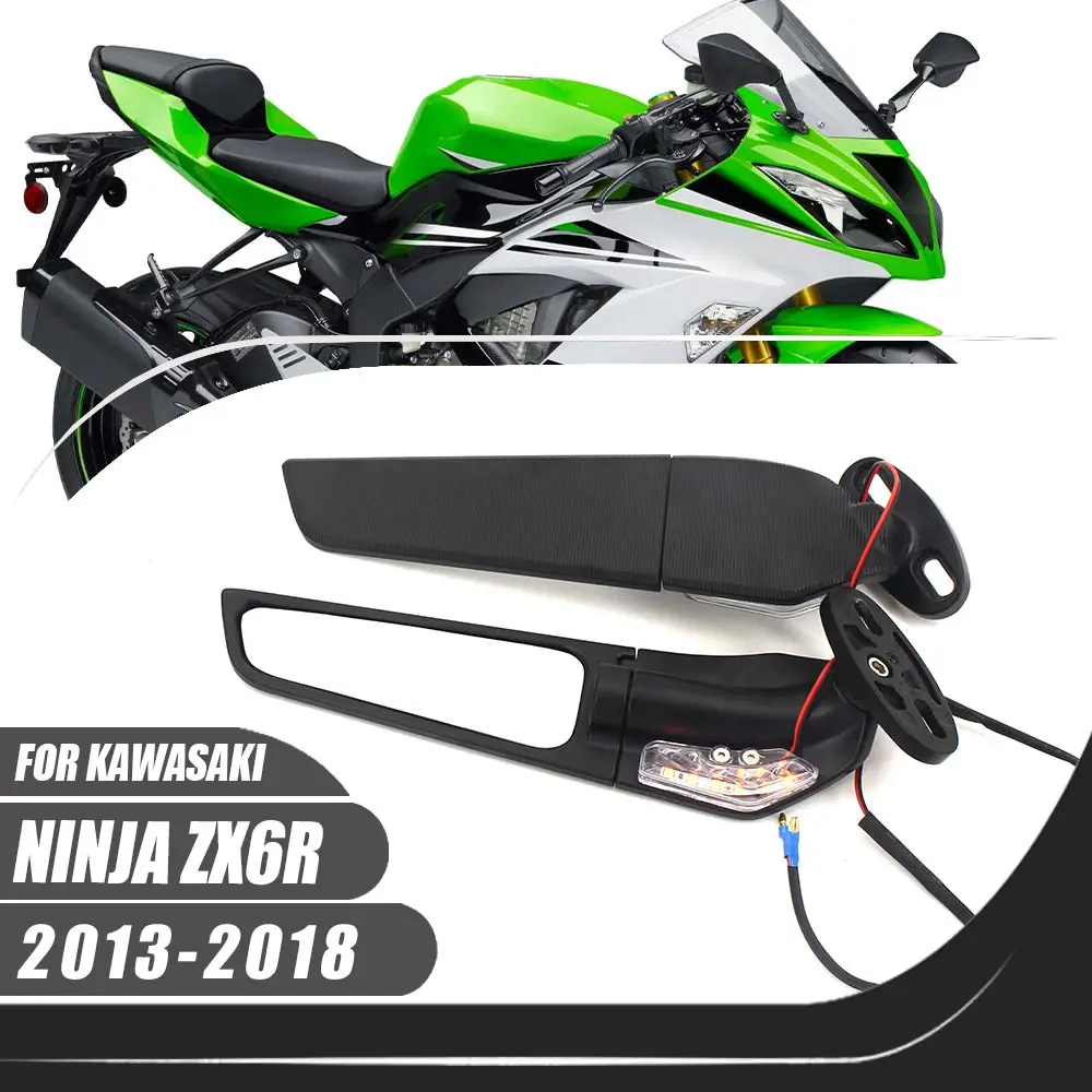 For Kawasaki Ninja ZX6R 2019-2023 ZX-6R 2022 2021 Motorcycle Aluminium Adjustable Rotate Sports Winglets Wing Stealth Mirrors