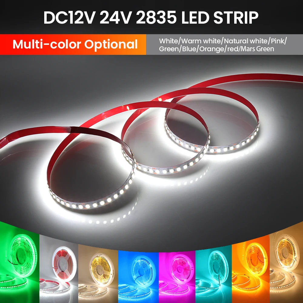 DC 12V 24V LED Strip 180Leds/M SMD 2835 ciepły/naturalny biały/czerwony/zielony/lodowy blękit/różowy/pomarańczowy elastyczny taśma wstążkowa sznur