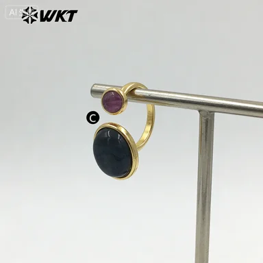 WT-R588 Multiple Color Options Gemstone 18K Gold Plated Opeaning Concise Rings For Women Daily Commuter Accessory