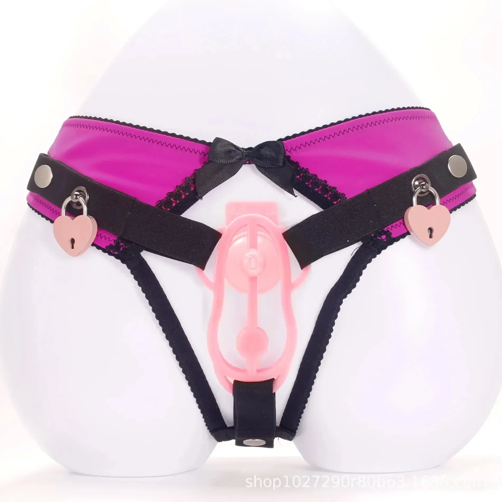 سيسي التدريب الوردي قابل للتعديل G-STRING لمشبك فوفو وقفص الديك، سراويل العفة، حزام مضاد للسقوط لقفص العفة للذكور