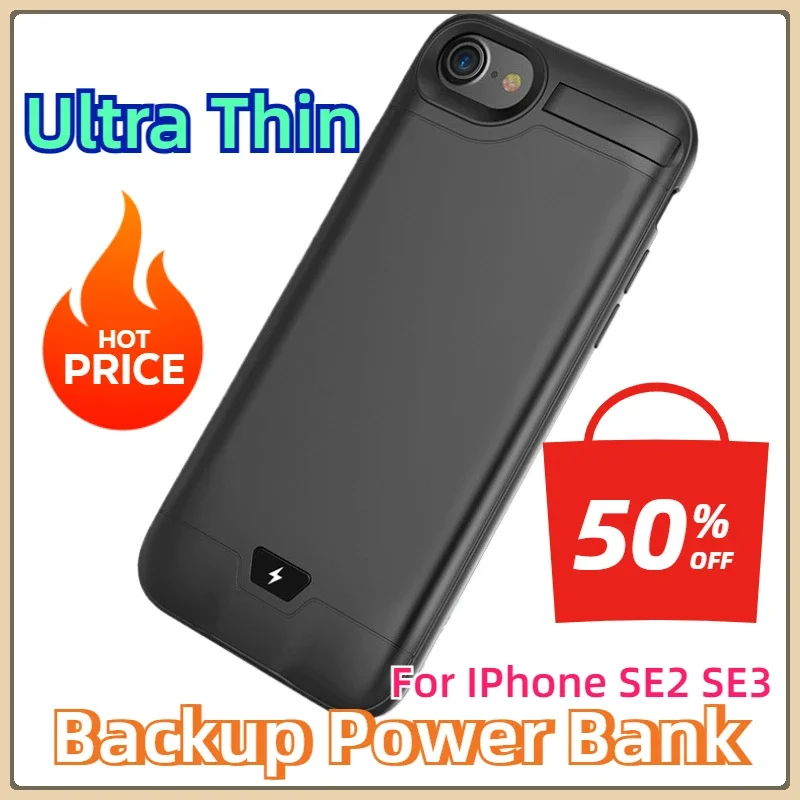 

5000mah Slim Ultra Thin Backup Power Bank Battery Case For IPhone SE2 SE3 2020 Charging Case Battery Charger Case Cover