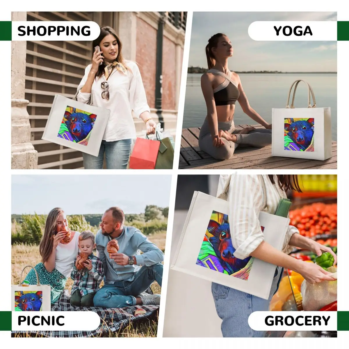 James The Baby Bat Multi Color . Tote Bag shopper bags Women's beach bags hand bag ladies custom canvas bag