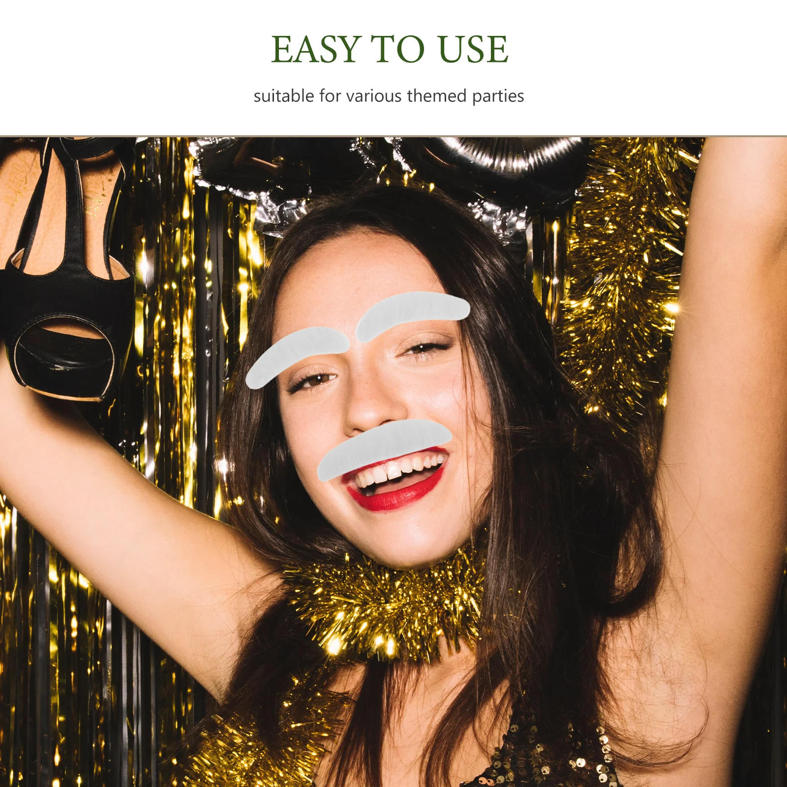 1 Juego de cejas realistas de bigote de barba falsa adhesiva 4 en 1 para Halloween, fiesta de Navidad, Cosplay, disfraz de abuelo y anciano para hombre