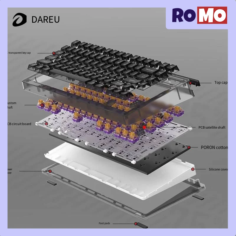 DAREU A81 trzy tryby przewodowa klawiatura mechaniczna 81 klawiszy Klawiatura do gier typu Hot Swap RGB PBT N-key Rollover Office