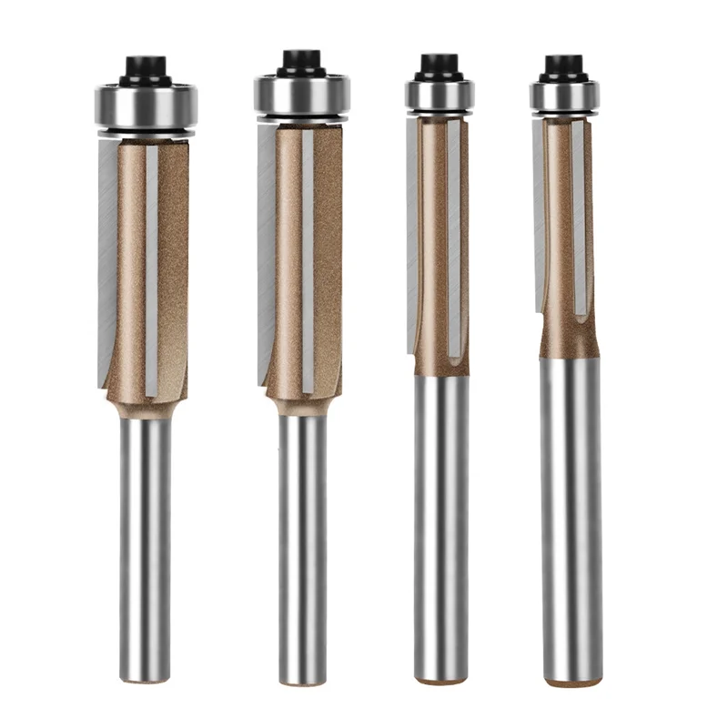 

A95G 4PCS 6Mm Shank Three-Blade Double Bearing Flush Trim Bit Router Bit Professional Woodworking Milling Cutter For Wood Bit