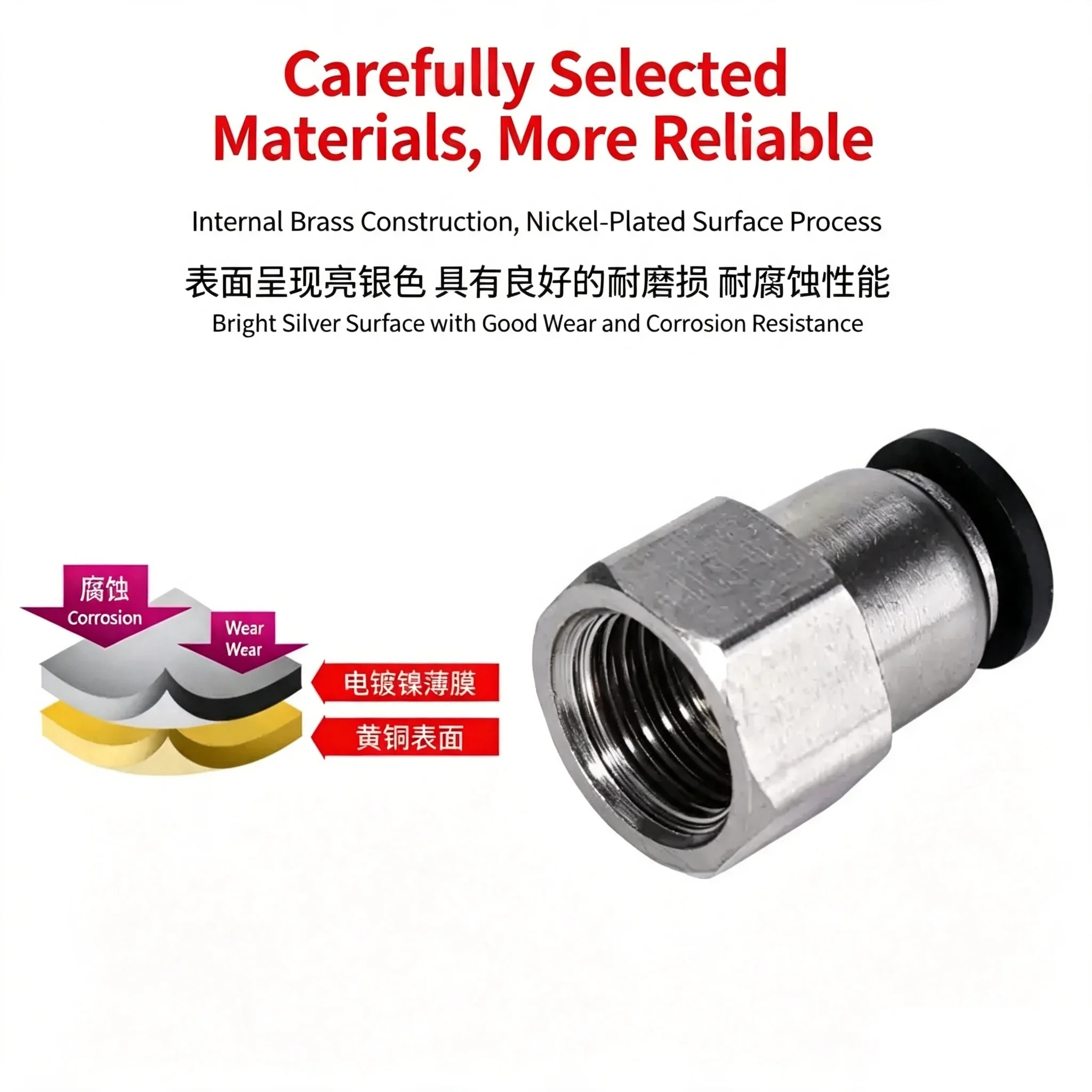 PCF Pneumatic Quick Push-in Tube Fitting Female Thread Straight Connector 04/6/8/10/12-M5/01/2/3/4