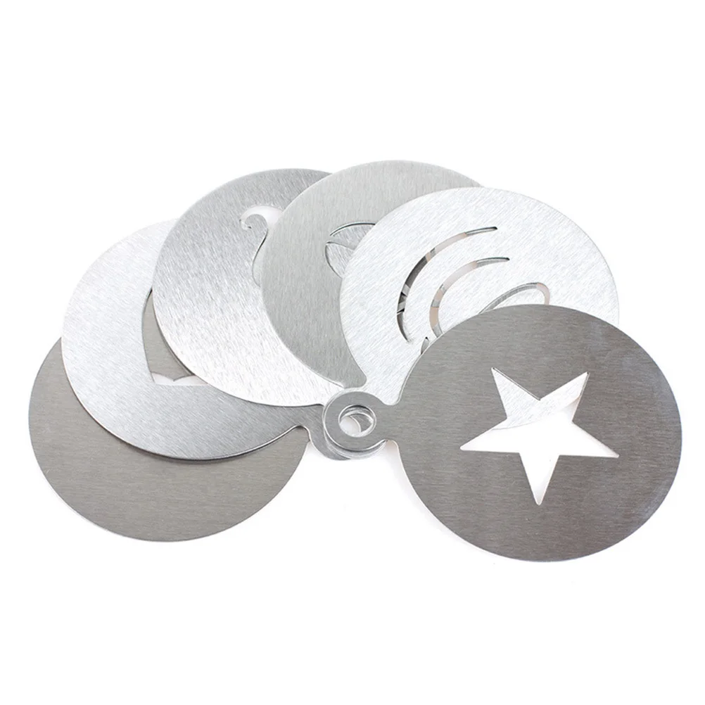 

Coffee Stencils 304 Stainless Steel For Latte Art Cake Cupcake Cocoa Powder Baking Mould Set Kitchen Bar Tools