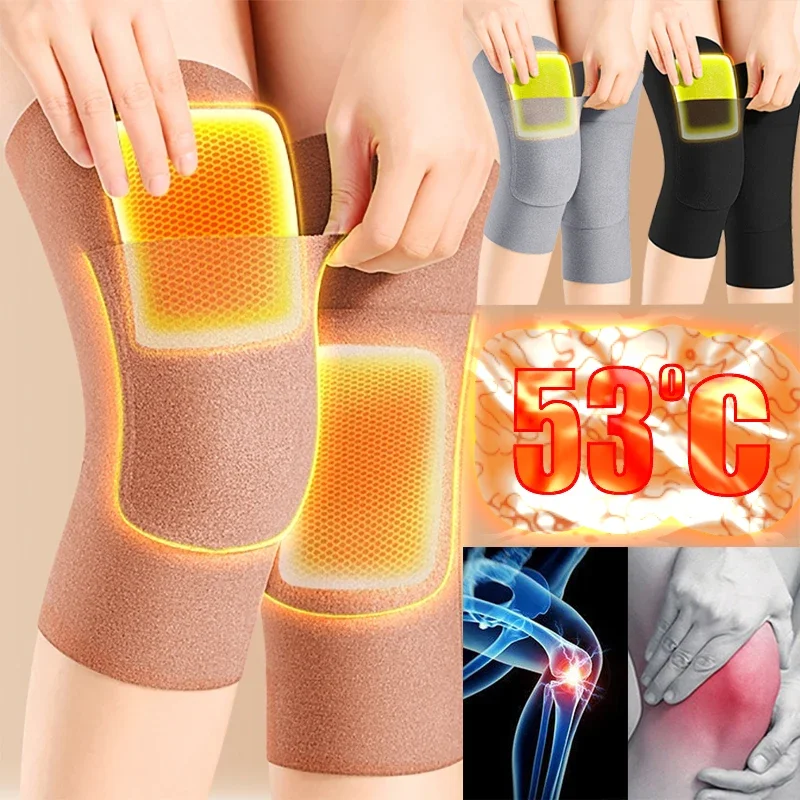 Duchenne Warm Knee Pad with Heating Sticker Pads Pocket Leg Sleeve for Elder Legs Cold-proof Winter Leg Warner Kneepad Kneecap