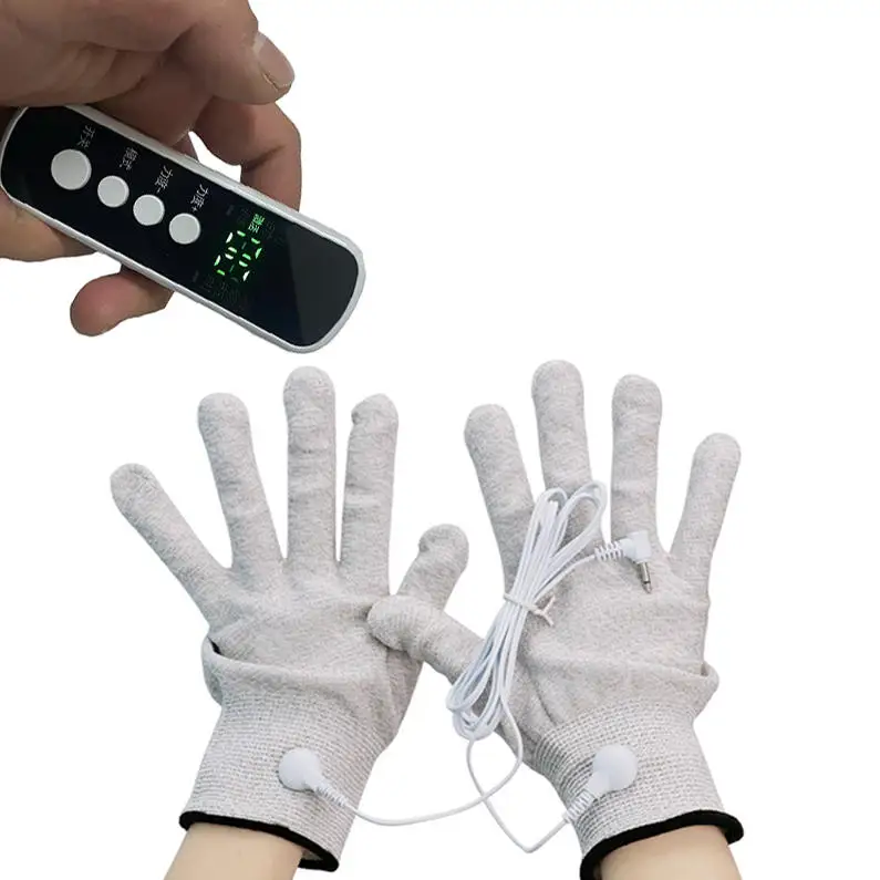 Micro Current Therapy Massage Electric Shock Gloves Stimulate The Fingers In The Hands To Unblock Meridian Massage Equipment