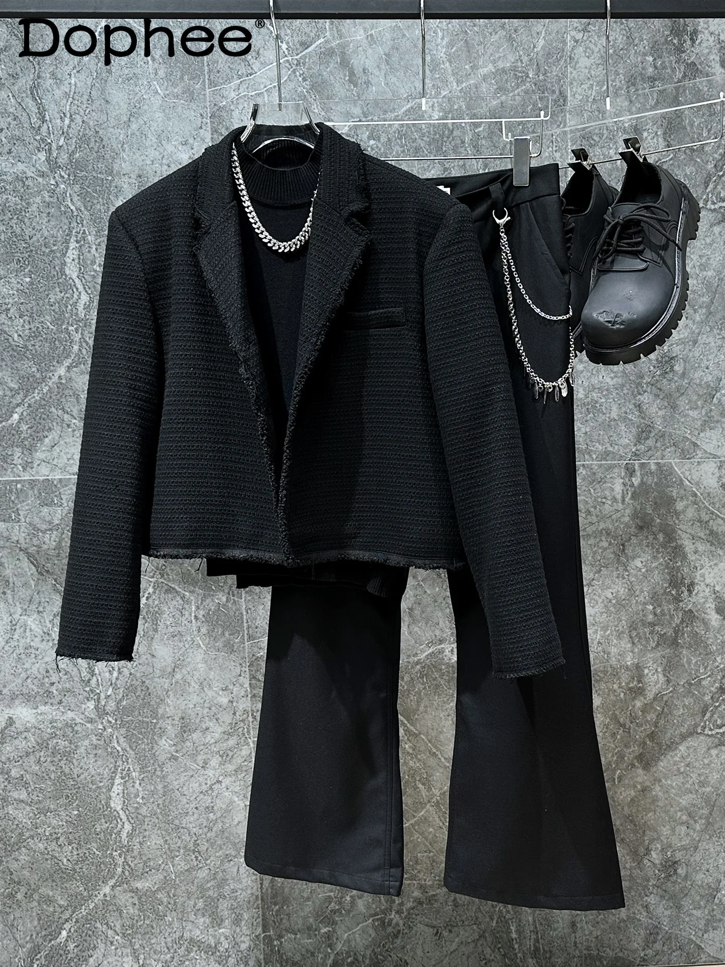 Veste courte tricotée pour hommes, nouvelle Version coréenne Ins, Design haut de gamme, col rabattu, manteau décontracté, tendance, automne hiver 2025