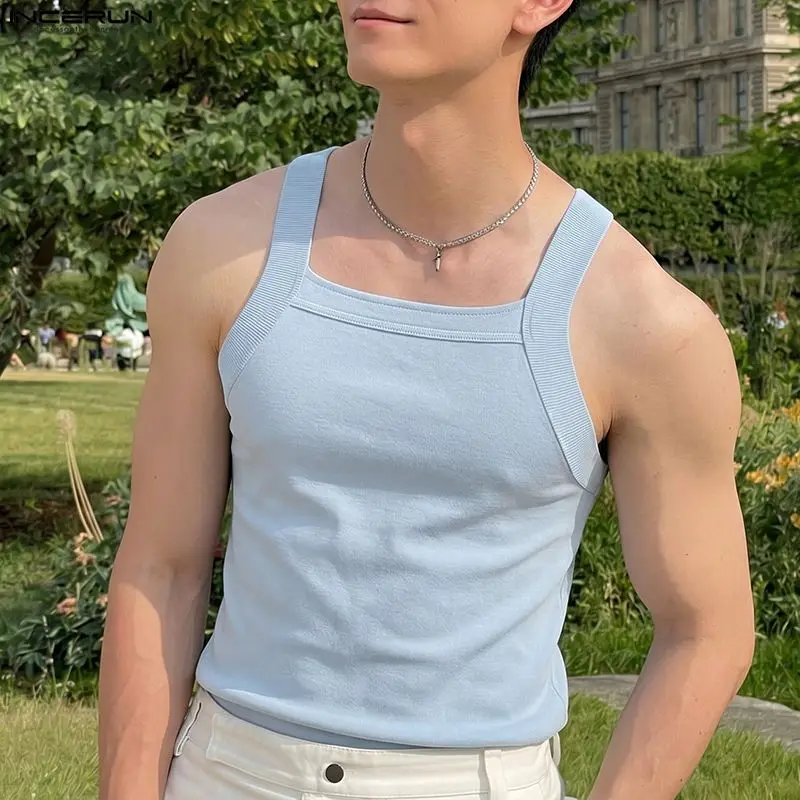 INCERUN Herren Tanktops Einfarbig Ärmellos Sommer Casual Westen Für Männer Tops Streetwear Gestrickt 2026 Mode Herrenbekleidung