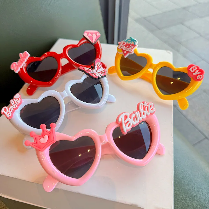 Barbie Sunglasses Kawaii Pink Girls Birthday Photo Prop Glasses Cute Cartoon Heart-shaped Princess Sunglasses Kids Gift