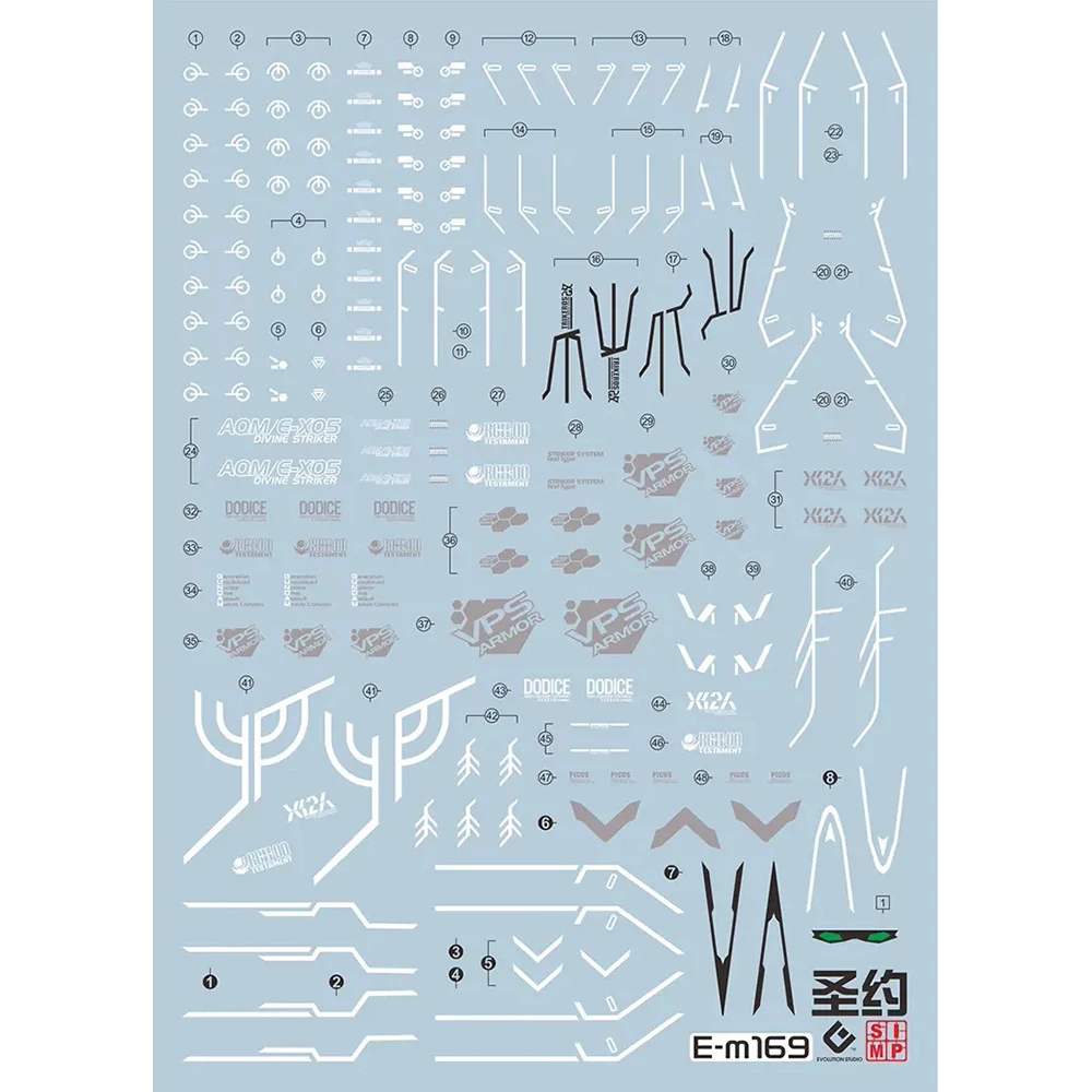 EVO Model Decals Water Slide Decals Tool For 1/100 MG Testament Fluorescent Sticker Model Detail-up Accessories
