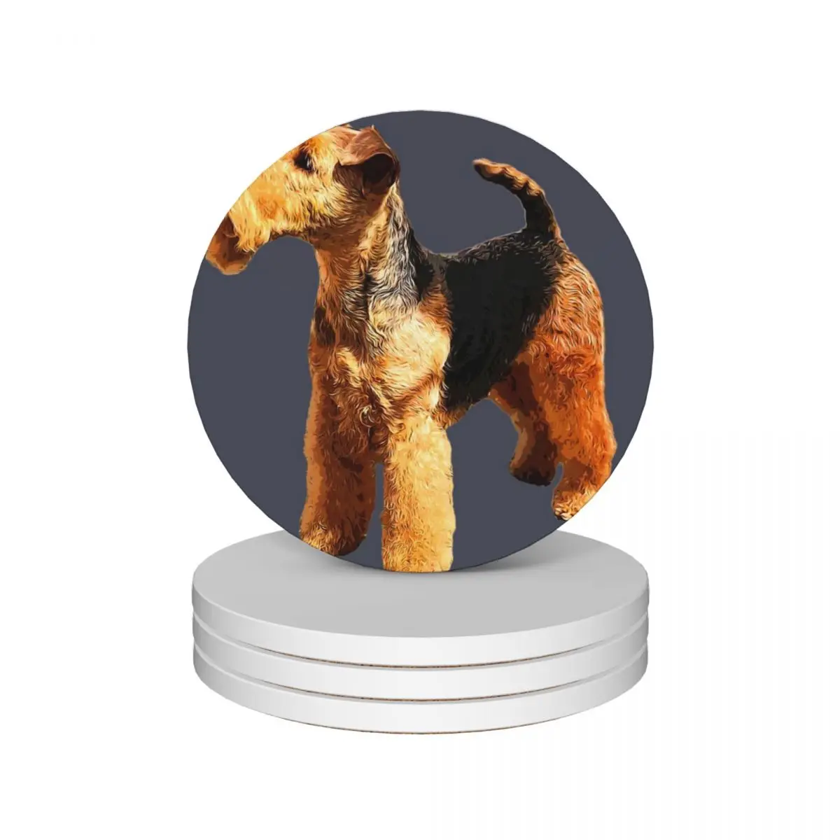 Welsh Terrier Beautiful Dog Ceramic Coasters (Set of 4) plate cute kitchen teapot mat Coasters