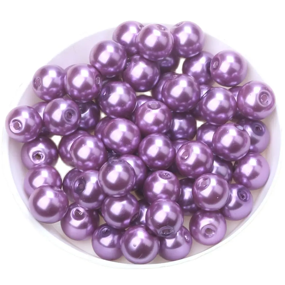 Perle d\'imitazione di vetro 4/6/8MM perle di colore lilla viola orecchini con bracciale fai da te collana girocollo creazione di gioielli per