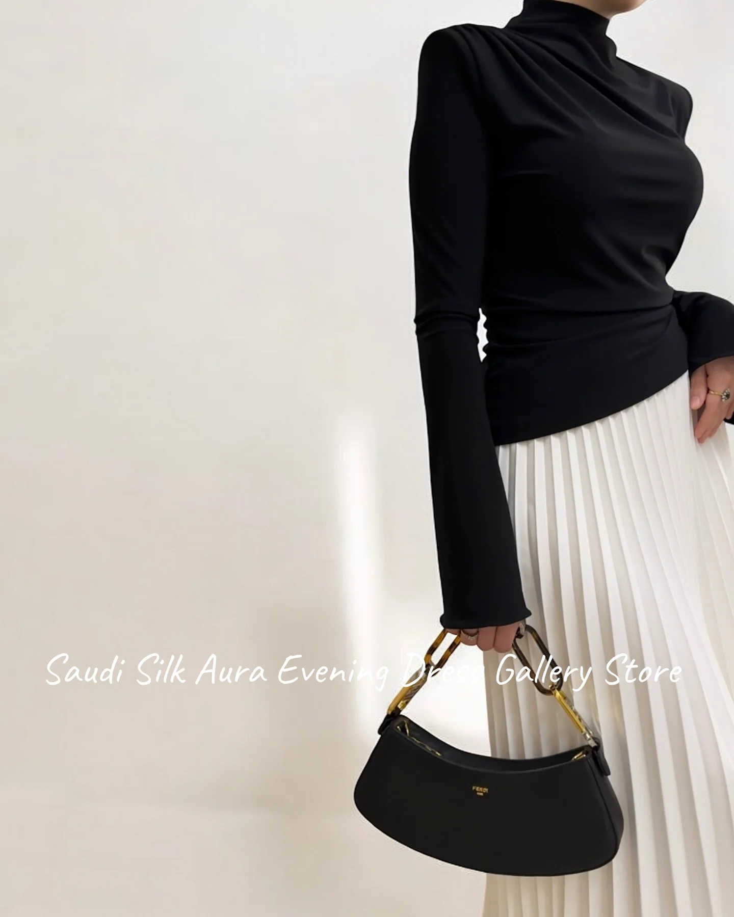 Customized  Formal Jersey Evening Dresses Temperament Long Sleeves High Collar Cocktail Dress Custom Size Special Occa