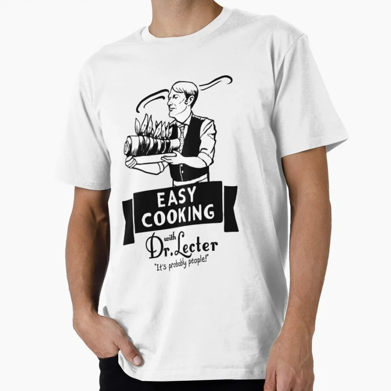 

Easy Cooking With Dr. Lecter Vintage Horror movie The Cannibal Gourmet Killer Hannibal halloween Gift t shirt Large size Tops