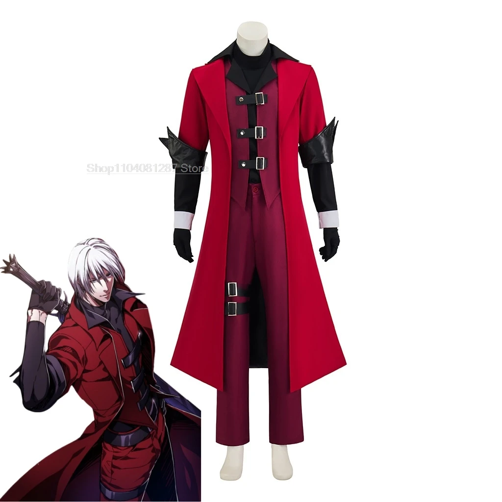 halloween costume Anime Devil May Cry cosplay coat Dante Red windbreaker handsome halloween fantasias Costume apparel white wig