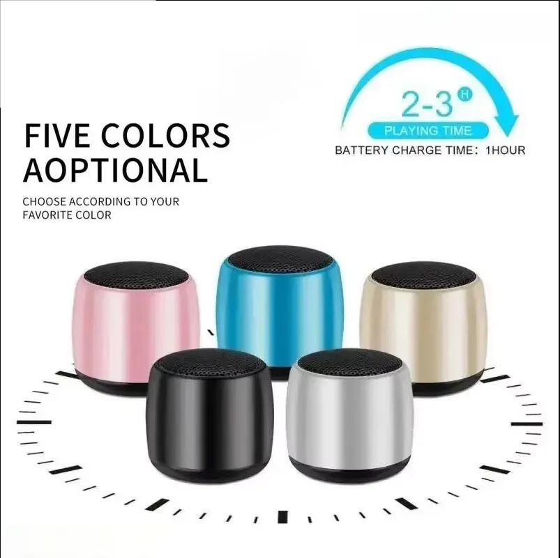 سماعة لاسلكية صغيرة تعمل بالبلوتوث المتكلم ثلاثية الأبعاد HIFI ستيريو مكبر الصوت المحمولة المعادن مشغل موسيقى الهاتف الكمبيوتر المدمج في ميكروفون