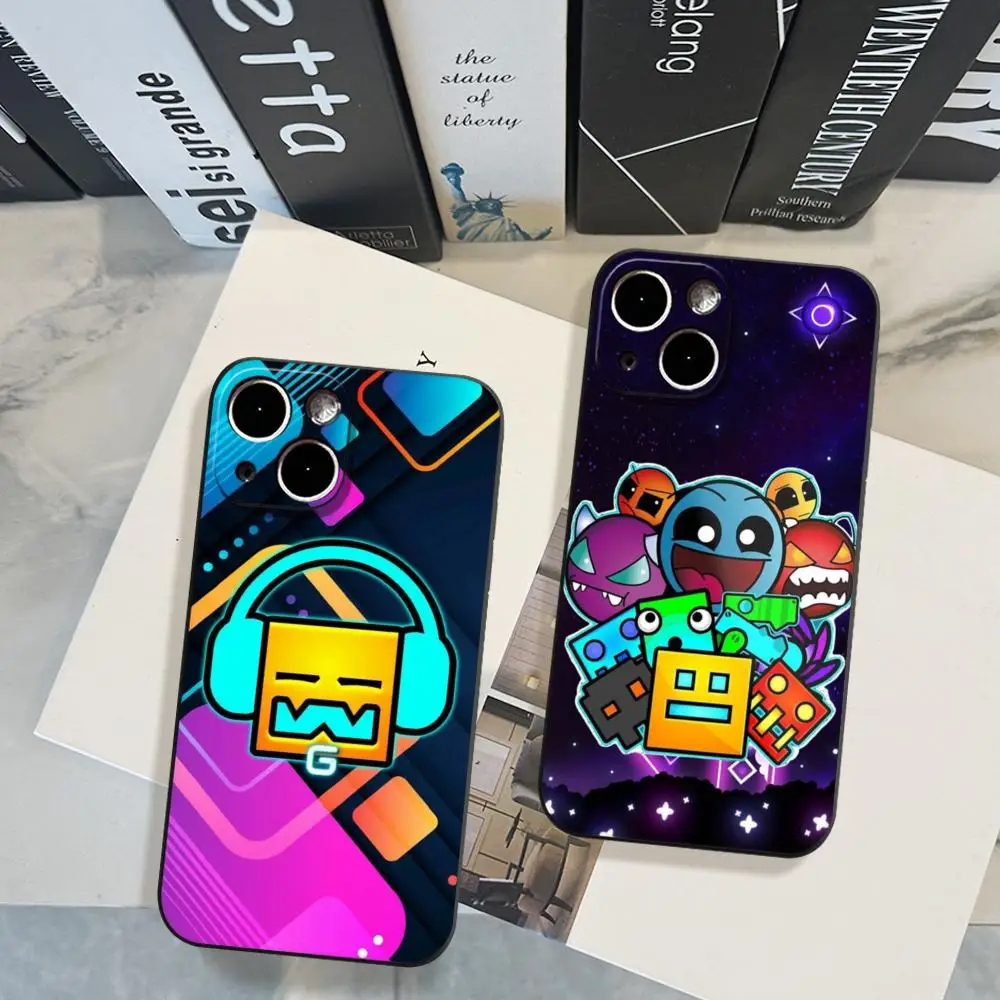 Geometry Dash GD Phone Case FOR IPhone 15promax 14 11 12 Pro 8 7 15 Plus 13 Pro MAX XR XS MINI Black Soft Covers