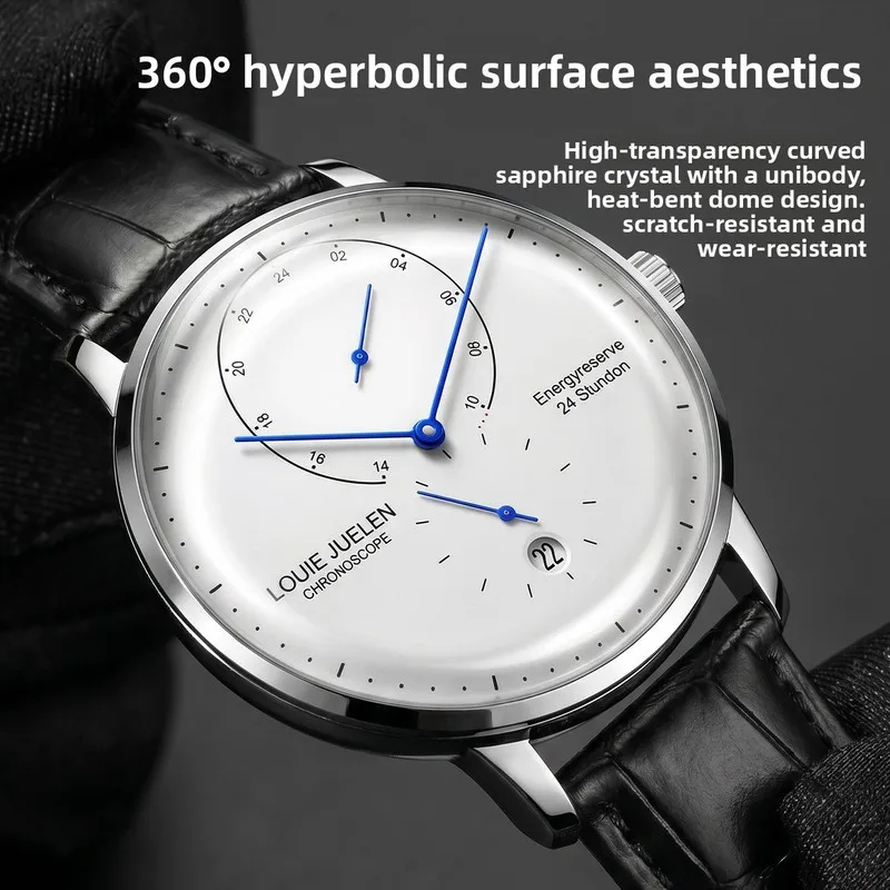 Waterproof Quartz Mens Watch Analog Digital Tempered Glass Double Curved Business Minimalist Wristwatch