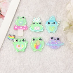 6Pcs Funny Cute Love Frog Charms Swimming  Animal For Earring Keychain Pendant Necklace Diy Making