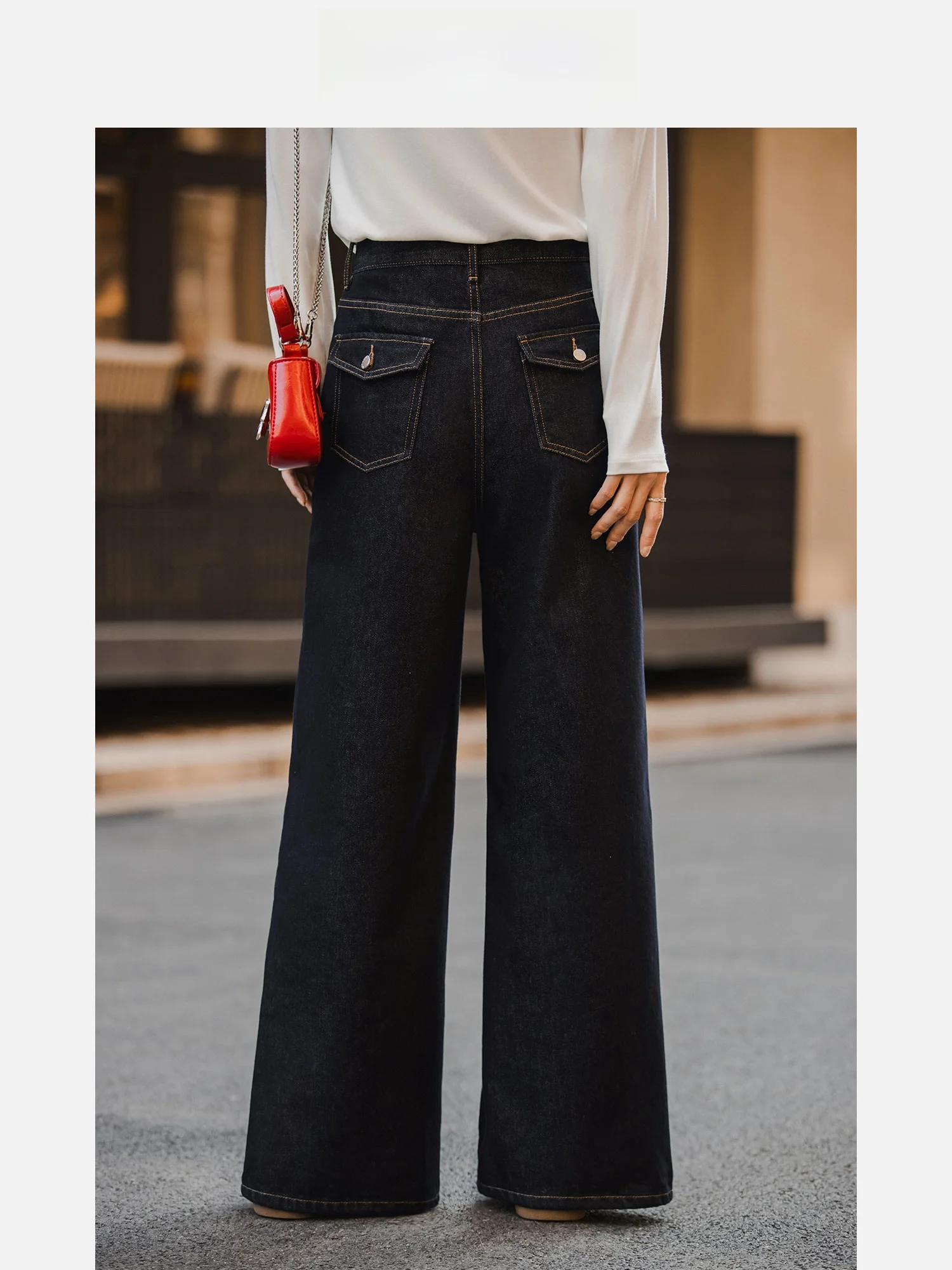 

Весенняя коллекция: Женские джинсы с высокой талией, свободного кроя, широкие штанины, утягивающие брюки, маленькие размеры, дизайн Xiaoguli South Bank Denim