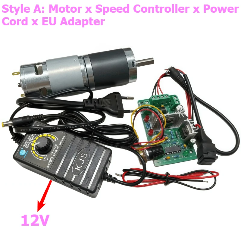 42mm planetary 775 reduction motor with large torque and speed controller, adjustable power supply 12V/24V motor