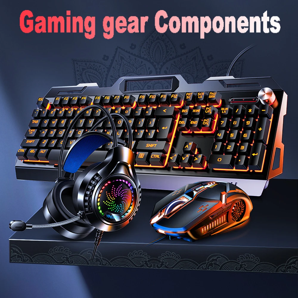 Mechanical feel metal waterproof keyboard, mouse, and headset three-piece set - wired professional gaming computer accessories