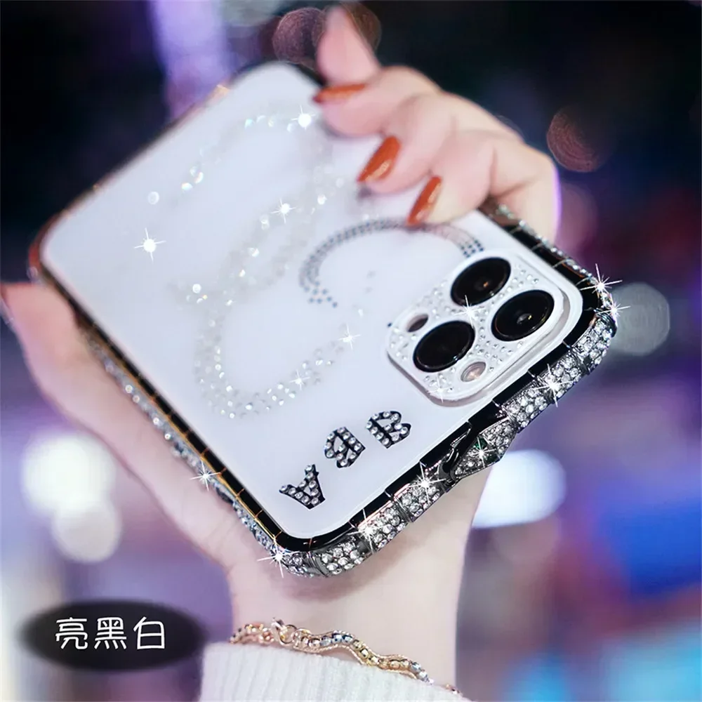 Glitter Rhinestone Diamond Cover Shockproof Metal Bumper Case For iPhone 11 12 13 14 15  Pro Max X Xs Xr Xs Max 14 15 Plus Case