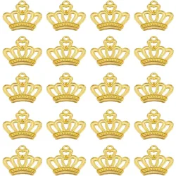 60Pcs Crown Charms Bulk King Crown Charm Mini Crown Charms Alloy Vintage Crown Bead Elegant Tiara Golden Lovely Small Hollow