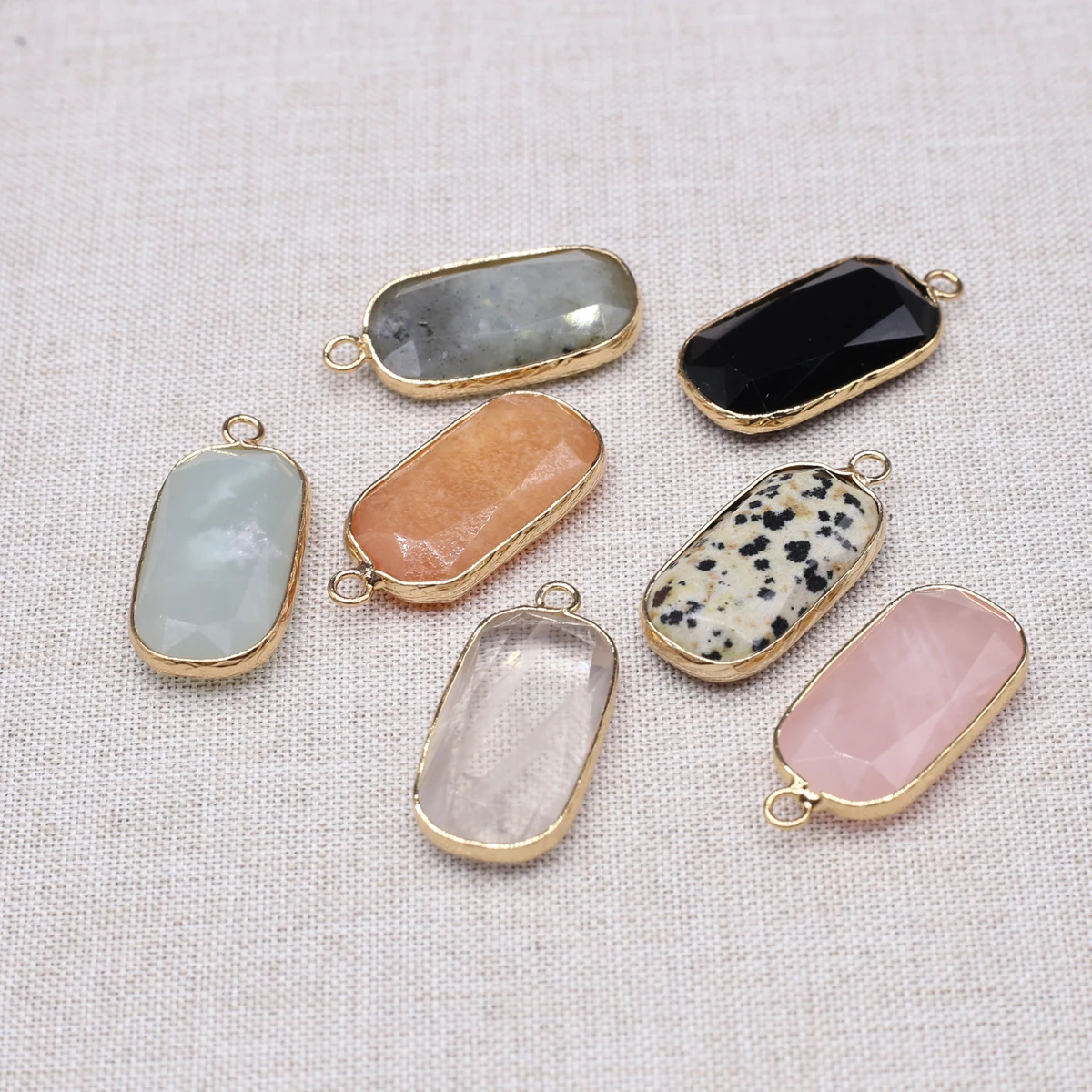 5pcs Natural Stone Pendant Rectangle Mix Color Agates Pendant Charms for Making DIY Jewelry Necklace Accessories 15x31mm