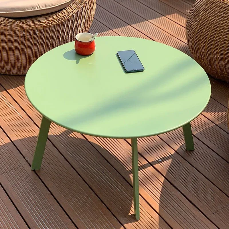 Outdoor Plastic Spraying Car Transportable Iron Coffee Table Round Side Table Living Room Balcony Home Creative Round Tables