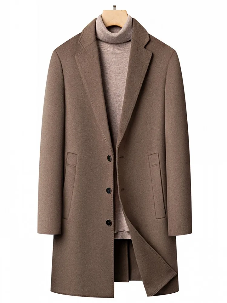 الشتاء أزياء الرجال انفصال أوزة أسفل بطانة سترة طويلة فضفاضة تناسب واحدة الصدر خندق معطف رفض طوق معطف دافئ #5