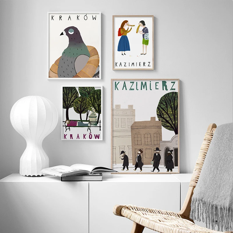 Vintage Poland Travel Poster Canvas Painting Wall Art Picture Poster and Modern Print Kraków for Living Room Home Decor