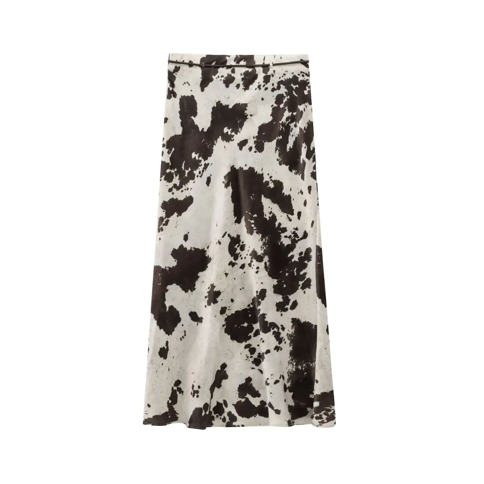 

ZBZA Spring New Women's Animal Pattern Printed Silk Satin Skirt High Waist A-Line Midi Dr Stand Fit Polyester Fiber