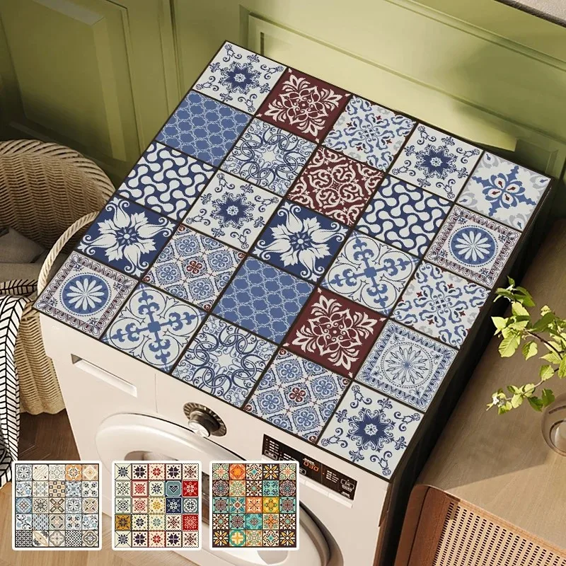 VIKAMA Retro Bohemian Waterproof Washing Machine Dust Cover, Coffee Draining Mat, Table Mat, Absorbent, Home Decoration