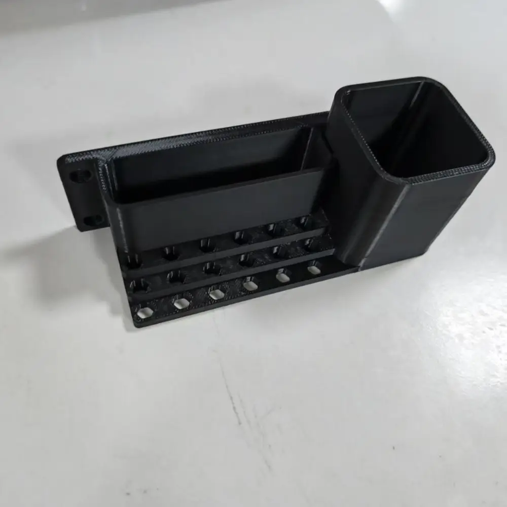 Dual Compartments Tool Storage Box Compact Open Top Drill Bit Organizer Hex Bit Slots Plastic Build Wall Mount Rack DIY Repair