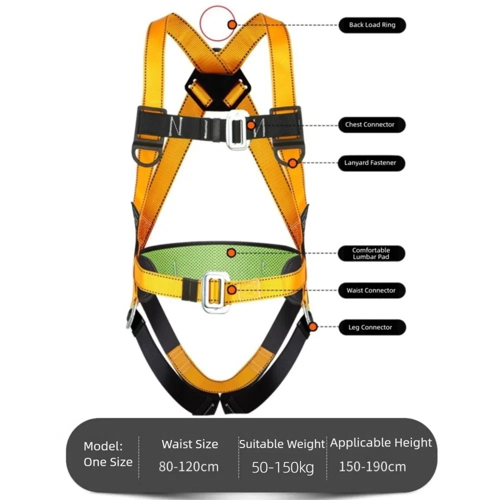 Five-point Anti-Fall Safety Belt Full-Body Adjustable Straps Safety Harness Safety Rope Outdoor Rock Climbing Training