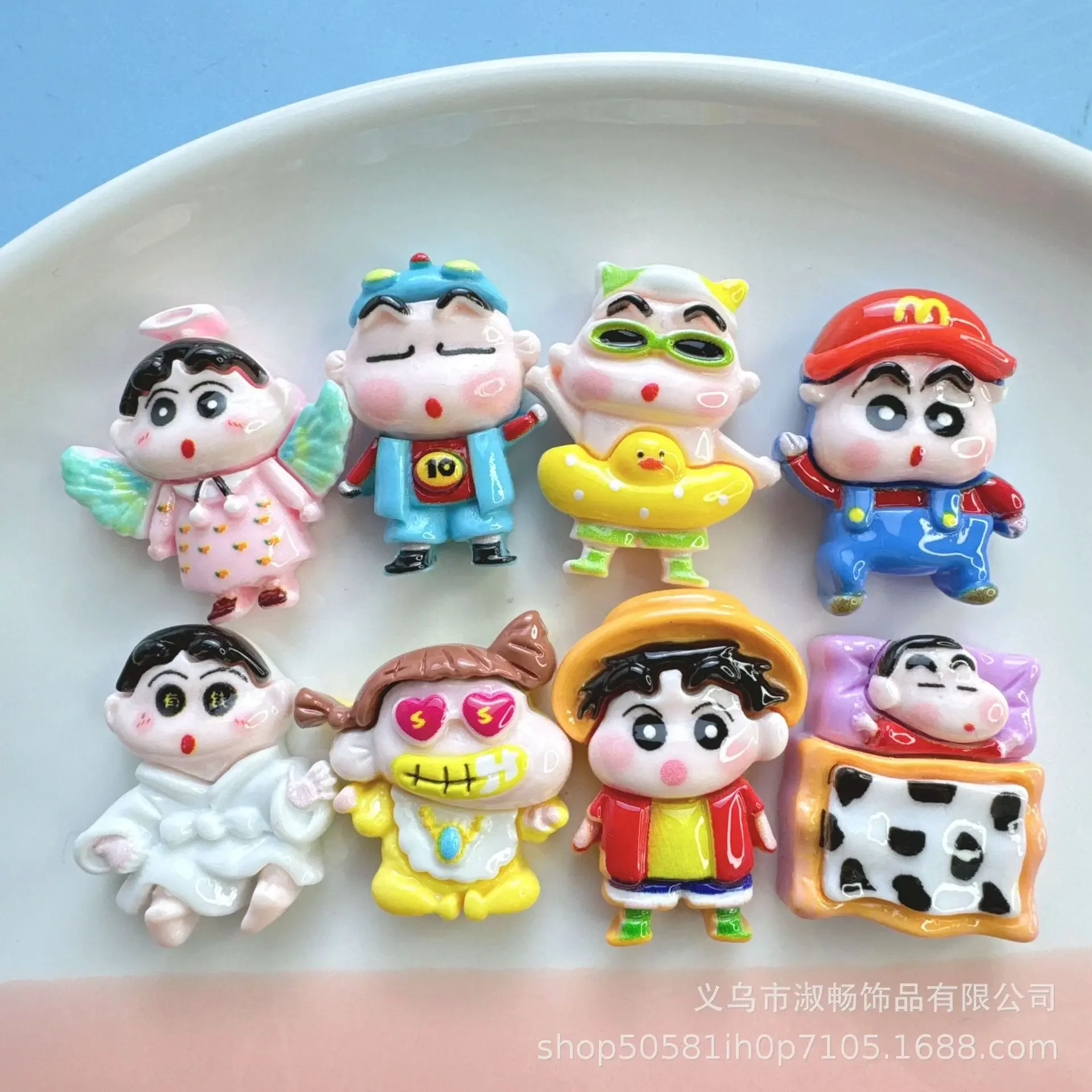 5pcs Small Card Cute New Angel Cartoon Figure Miniature Diy Crafts Supplies Crayon Shin-chan Resin Flatback Cabochons