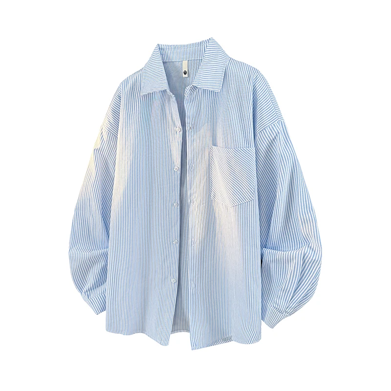 2026 Spring Men Fashion Striped Shirt Men Casual Loose Hong Kong Style Shirts Male Solid Color Korean Long Sleeve Shirts
