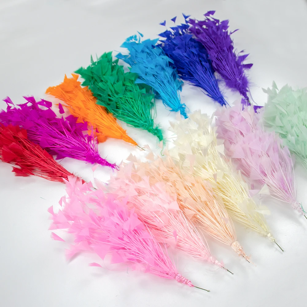 Wholesale 25-30CM Turkey Feather Flower 1920s Tea Party Plumes Headdress lady Hat Decorativas Colored Bridal Hair Accessories