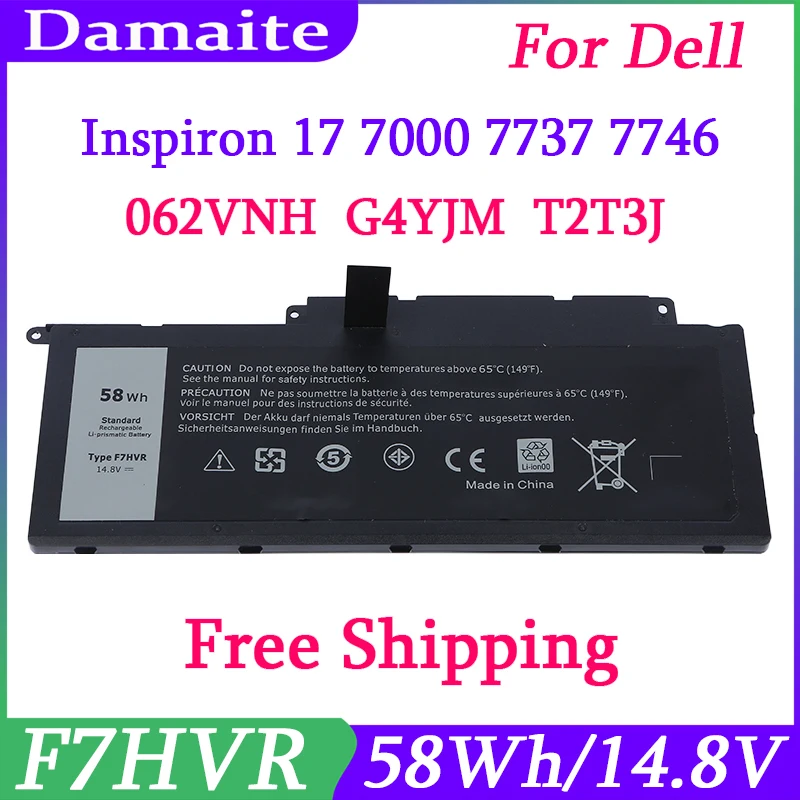 F7HVR 58WH G4YJM T2T3J Laptop Battery For Dell Inspiron 17 7000 7737 7746 14 15 15r 5545 7537 14-7437 17HR-1728T G4YJM 062VNH