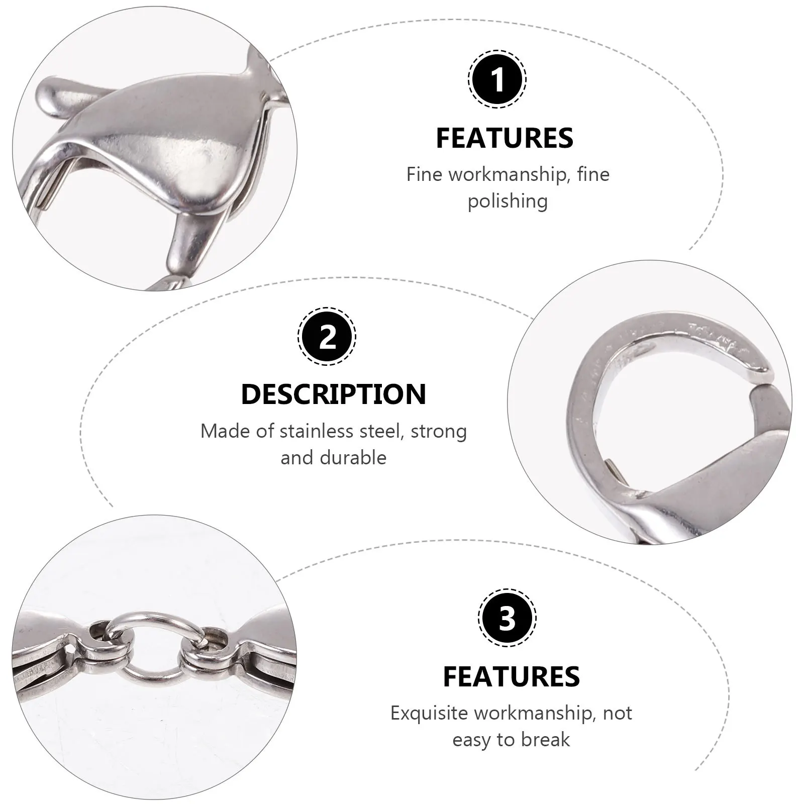 

10Pcs Stainless Steel Double-Headed Lobster Clasps Jewelry Extension Connectors Necklace Bracelet DIY Buckles Jewelry Supplies