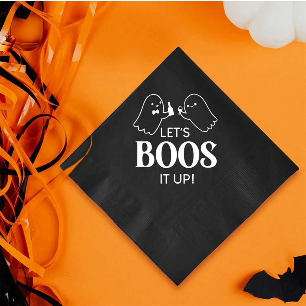 

50PCS Halloween Party Personalized Napkins, Halloween Cocktail Napkin Favors, Halloween Printed Guest Napkins, Halloween Beverag