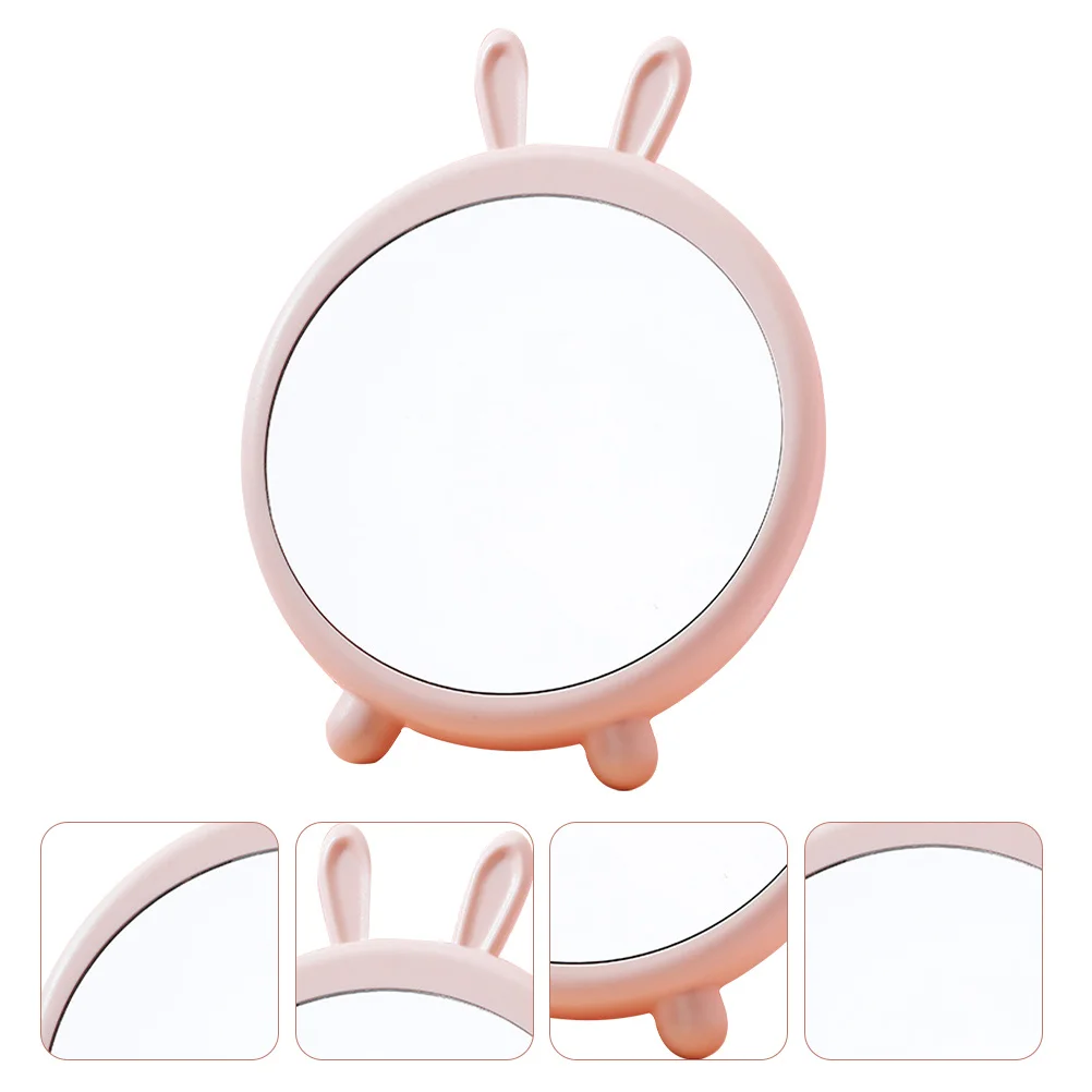 

1Pcs Cartoon Vanity Mirror Pink Desktop Makeup Tabletop High Definition Mirror Practical for Daily Skin Care