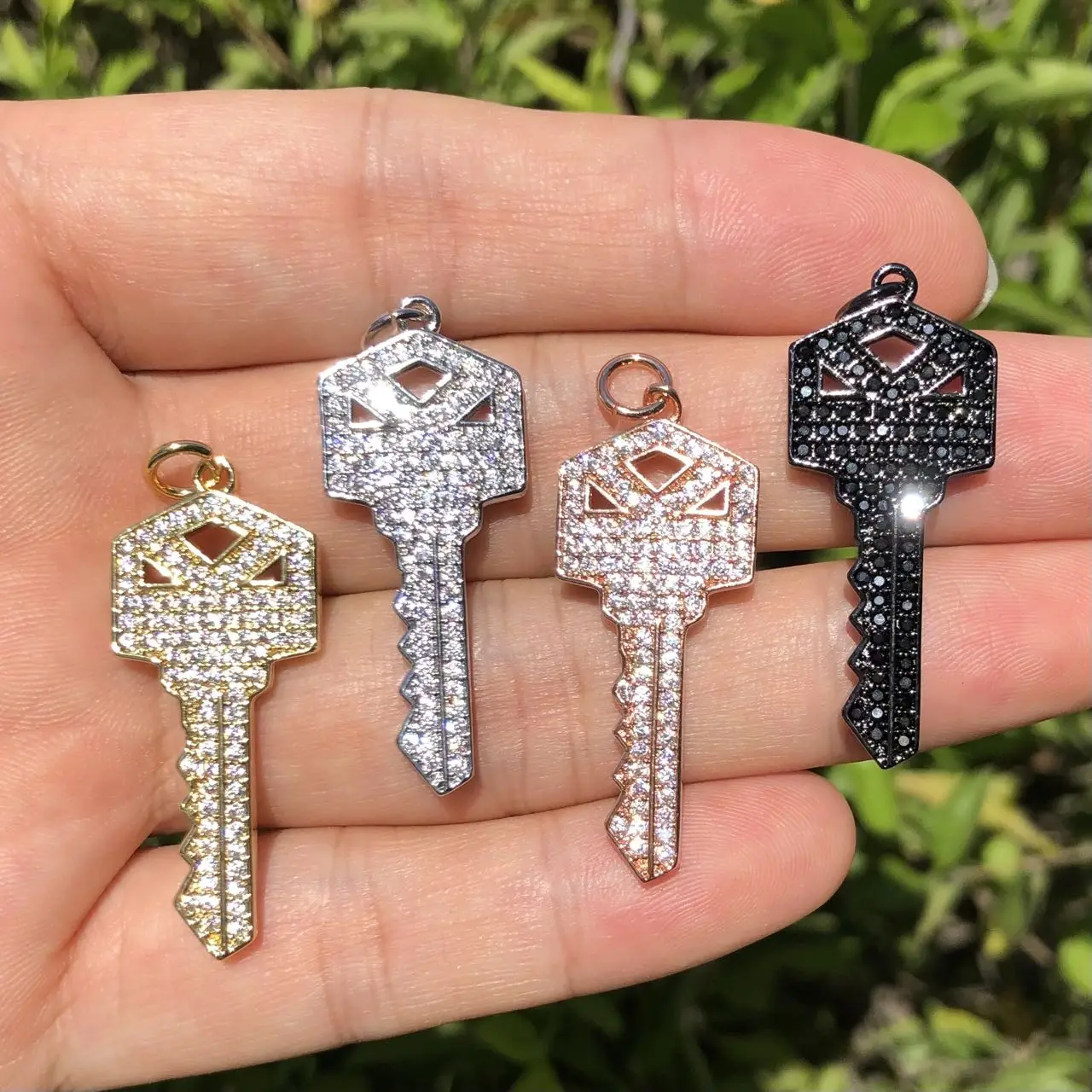 

5Pcs Cubic Zirconia Pave Key Charms Pendant for Woman Jewelry Making Bracelet Necklace Handmade Accessories