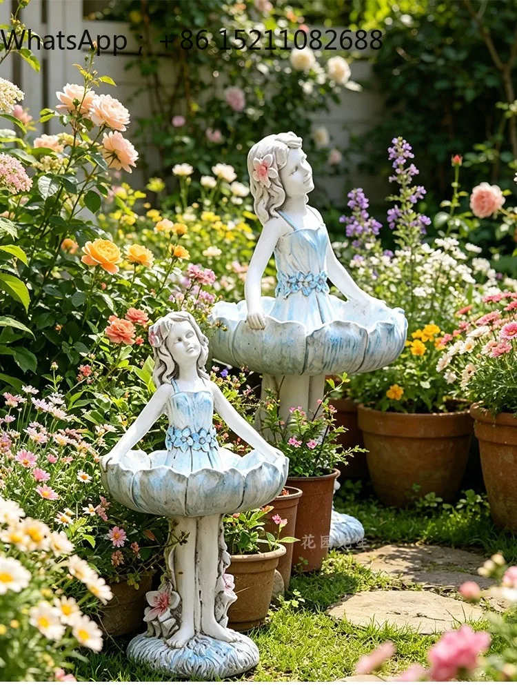 SCY fairy luxury flower fairy ornament skirt shape flower pot sculpture outdoor garden ornament