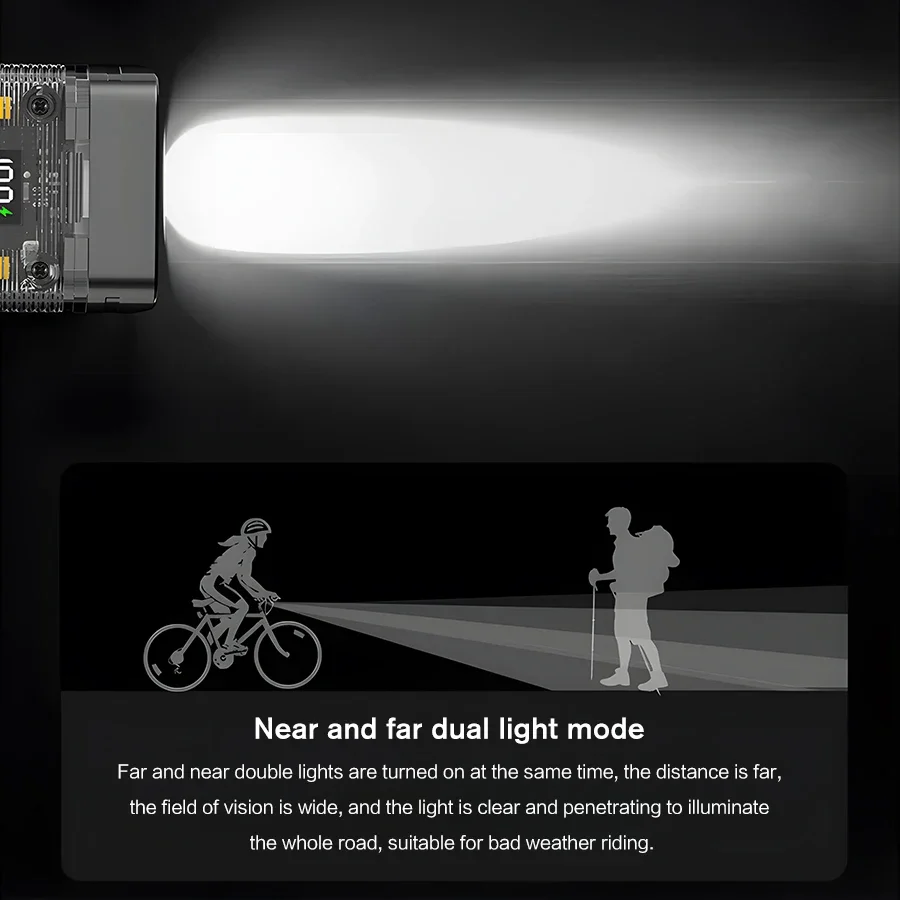 Heinast LED Portable Flashlight Power Display Function USB Charging Multifunctional Waterproof Bicycle Light Bicycle Accessories